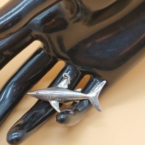 Vintage sterling shark charm pendant