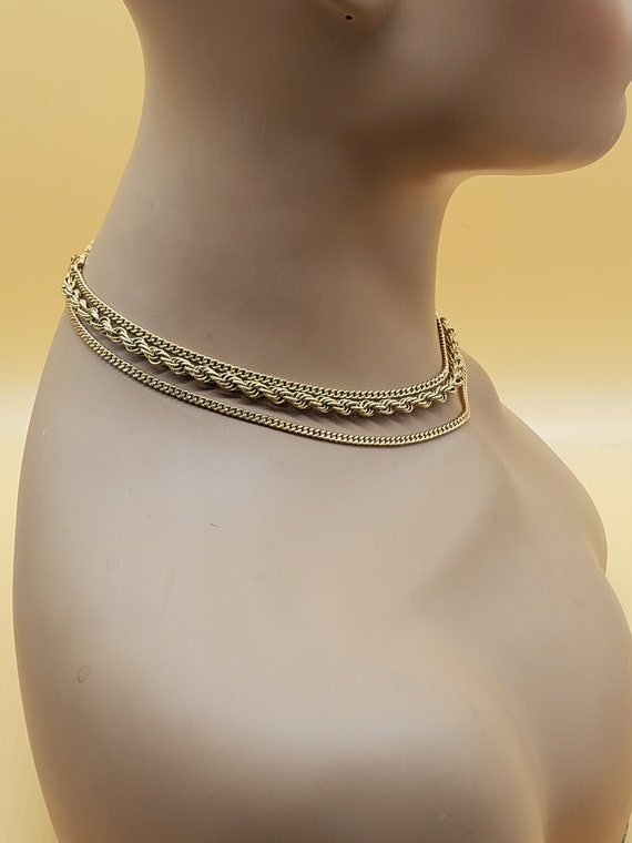 vintage Monet 3 strand gold tone choker necklace - image 4