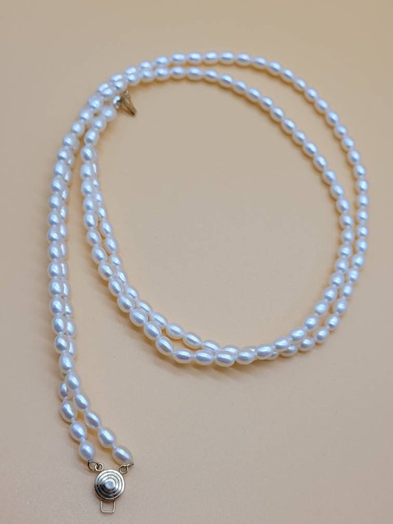 Vintage double strand pearl necklace with 14k cla… - image 8