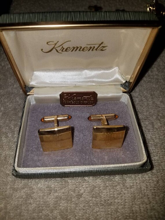 Vintage Krementz gold overlay cufflinks,  "K" engr