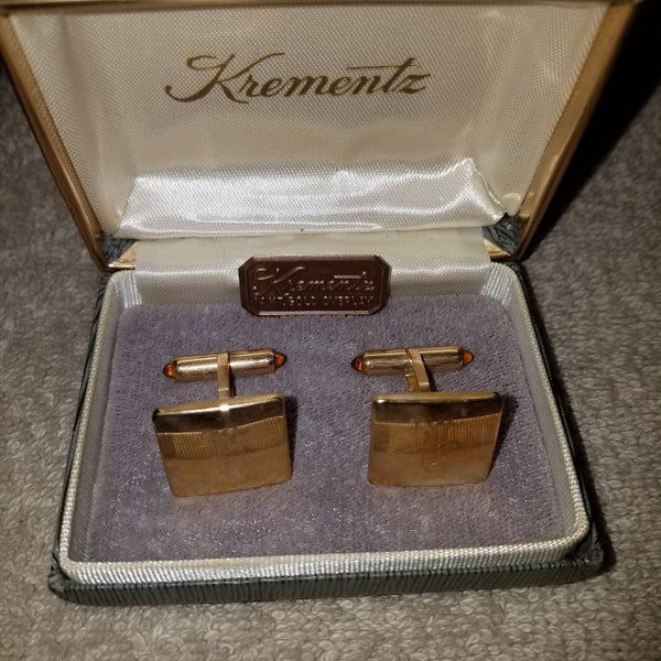 Vintage Krementz gold overlay cufflinks,  "K" engraved Krementz cufflinks