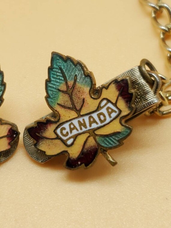 Vintage Canade enamel maple leaves sweater clip - image 7