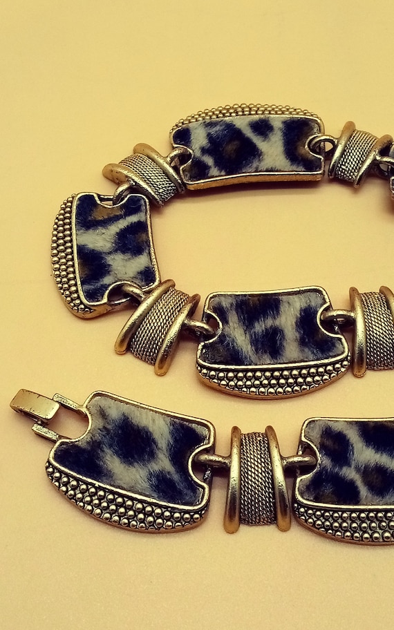 Cheetah leopard animal print panel link necklace - image 9