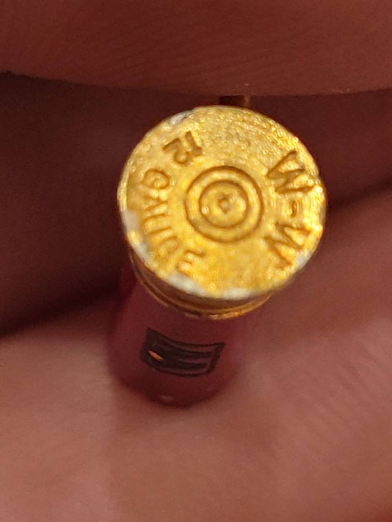 Vintage miniature AA 12 Guage shotgun shell tie pin - Gem