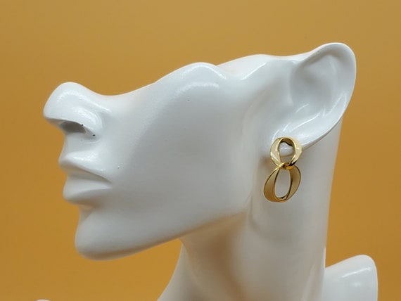 Vintage Napier gold tone Cream enamel earrings - image 5