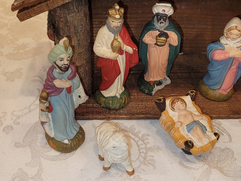 Vintage Japan Nativity Scene Set With Manger Etsy