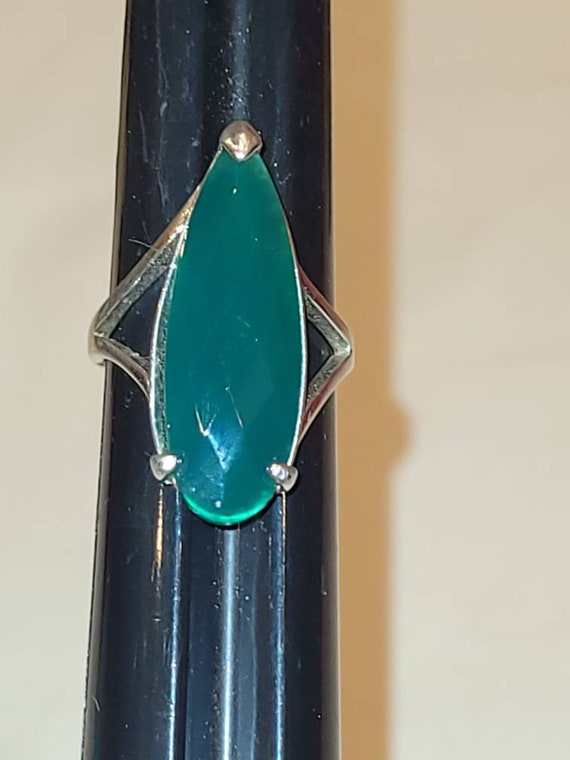 Vintage Sterling Silver Chrysoprase statement ring