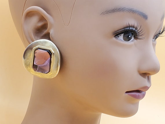 Vintage Les Bernard XL curved statement earrings … - image 3
