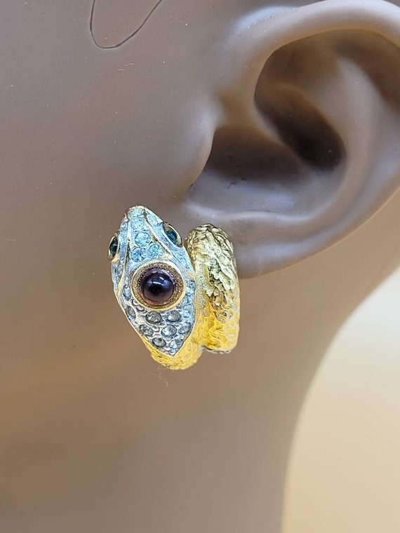 Vintage KJL Kenneth Jay Lane Jeweled Snake clip o… - image 8