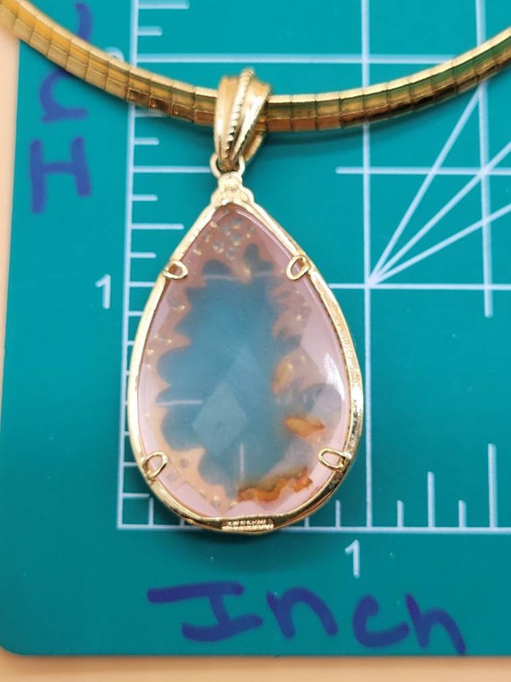 Vintage BELLEZA gold plated pink quartz pendant with … Gem
