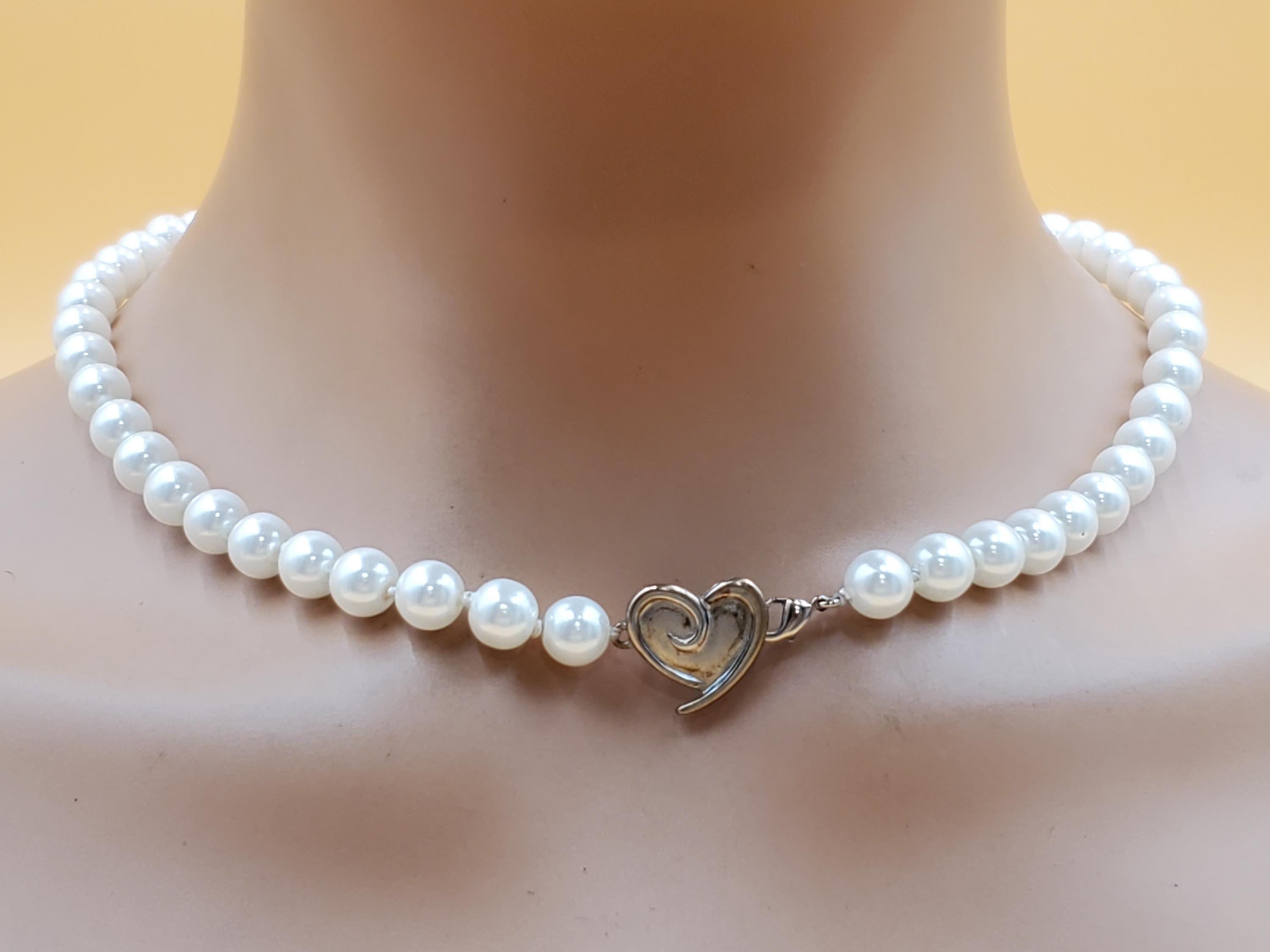 Vintage Mary Kay Faux Pearl Necklace With Heart Clasp - Etsy