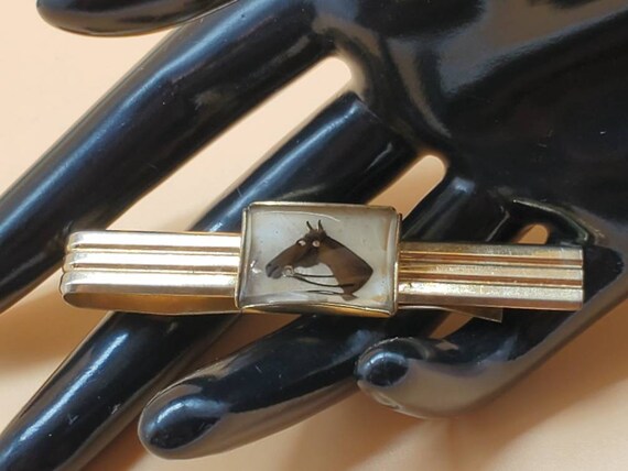 Vintage Anson gold tone equestrian ties tie clip - image 9