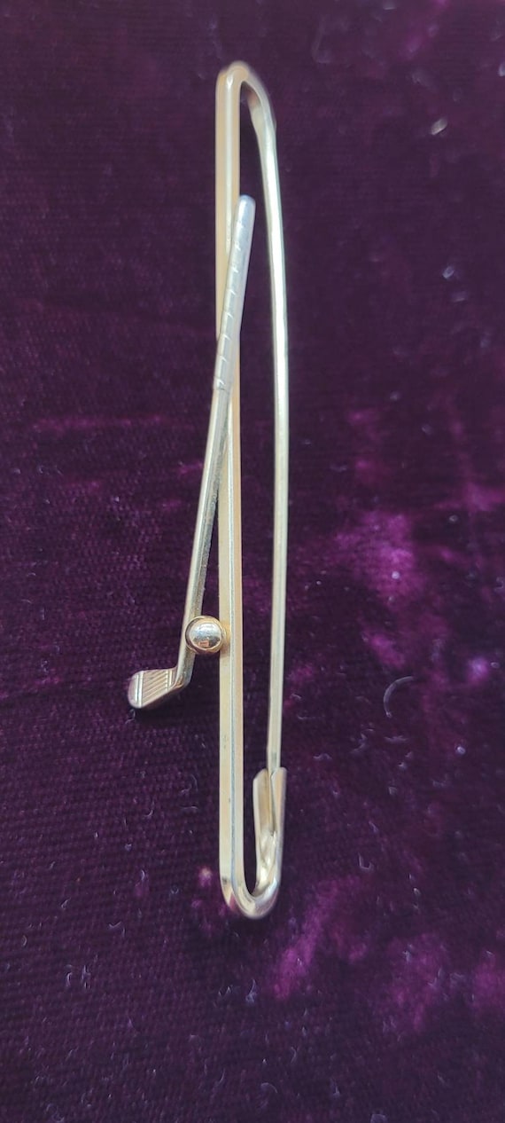Vintage Krementz gold plated golf safety pin broo… - image 1