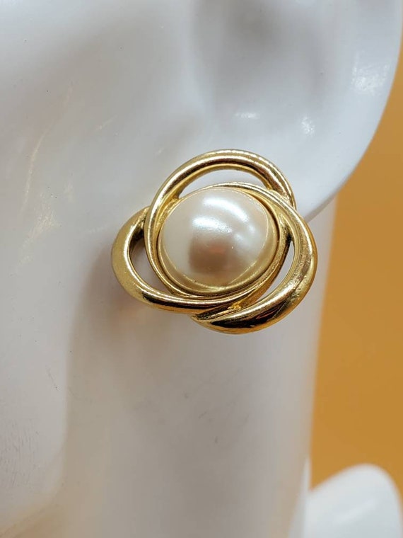 Vintage Monet faux pearl earrings
