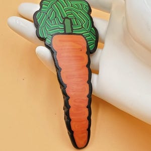 Pasador para el pelo con forma de zanahoria, estilo vintage, fabricado en Italia