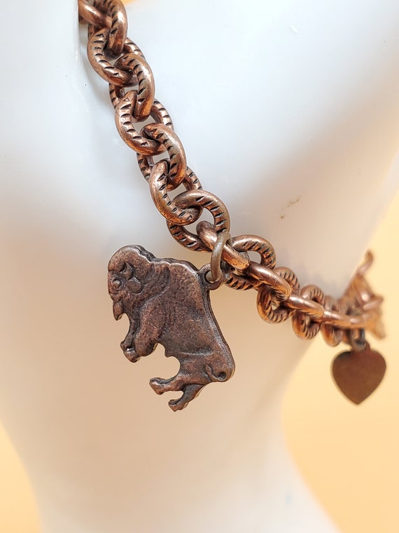 Vintage Southwestern style copper charm bracelet - image 2