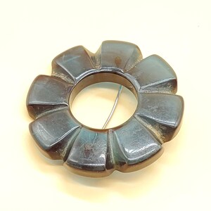 vintage blue green thick resin flower brooch