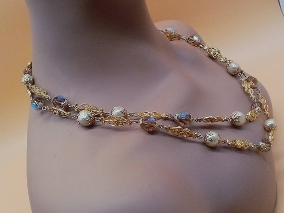 Vintage Vendome AB and faux baroque pearl beaded … - image 3
