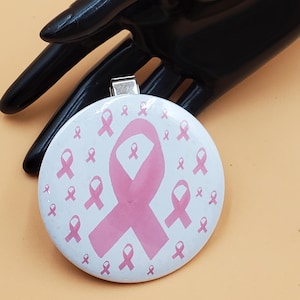 vintage XL breast cancer awareness pink ribbons clip on button