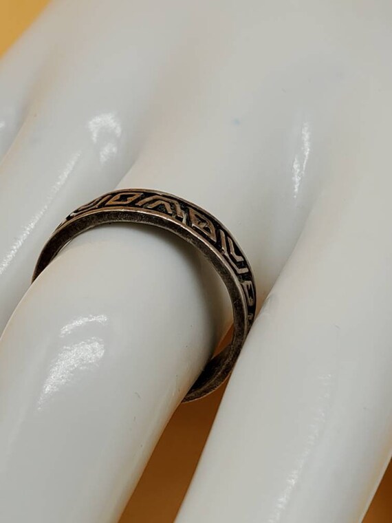 Vintage geometric sterling silver band ring - image 10