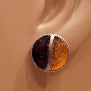 Vintage two tone amber sterling earrings