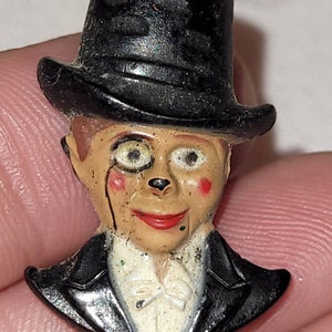 Vintage Antique Charlie McCarthy Ventriloquist celluloid pin