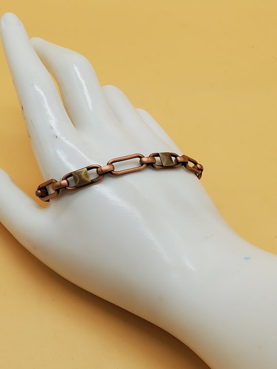 vintage solid copper two tone chain bracelet - image 3