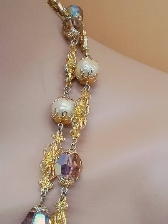 Vintage Vendome AB and faux baroque pearl beaded … - image 5