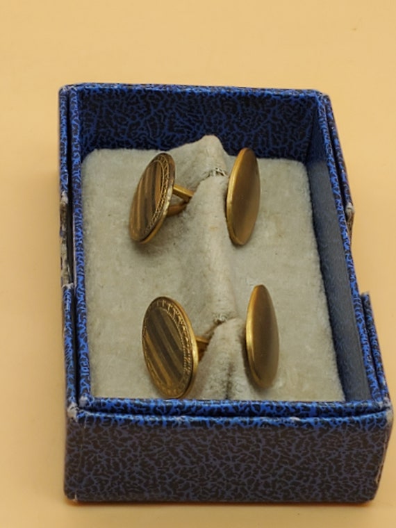 Vintage Art Deco style gold plated cufflinks with… - image 3