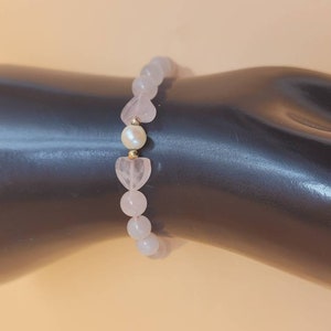 Vintage Rose Quartz pearl 14k bracelet