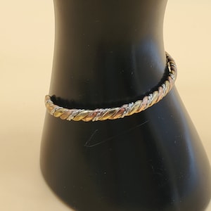 vintage tri color twist metal bangle bracelet
