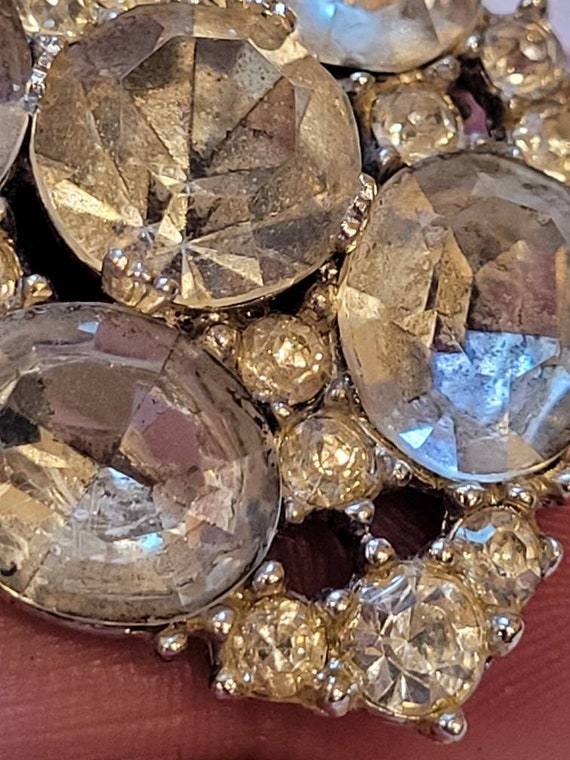 Vintage BOGOFF clear rhinestone heart brooch pend… - image 8