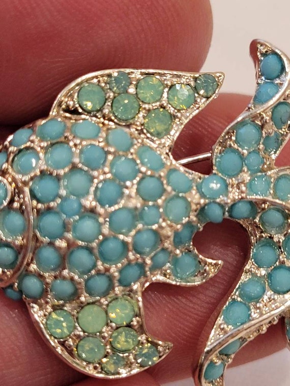 Rare Joan Rivers faux turquoise beaded tropical f… - image 8