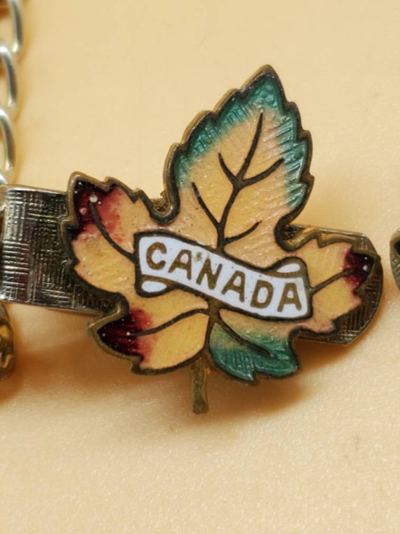Vintage Canade enamel maple leaves sweater clip - image 8