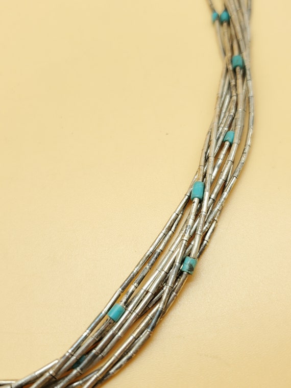 vintage Native American 10 strand liquid sterling… - image 6