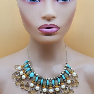Vintage Joan Rivers southwestern style beaded bib necklace