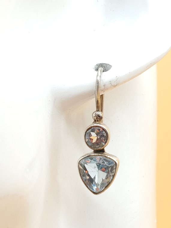 Vintage sterling silver Blue Topaz dangling earri… - image 1