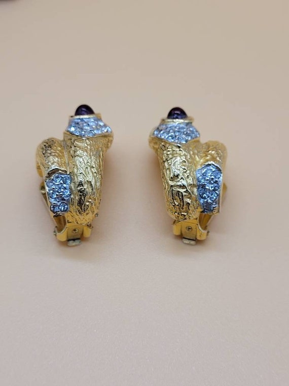 Vintage KJL Kenneth Jay Lane Jeweled Snake clip o… - image 5