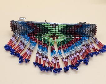 Vintage Native American Red, Blue, Yellow Beaded Hair Clip  display picture 1