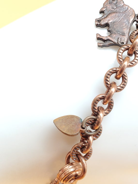 Vintage Southwestern style copper charm bracelet - image 5