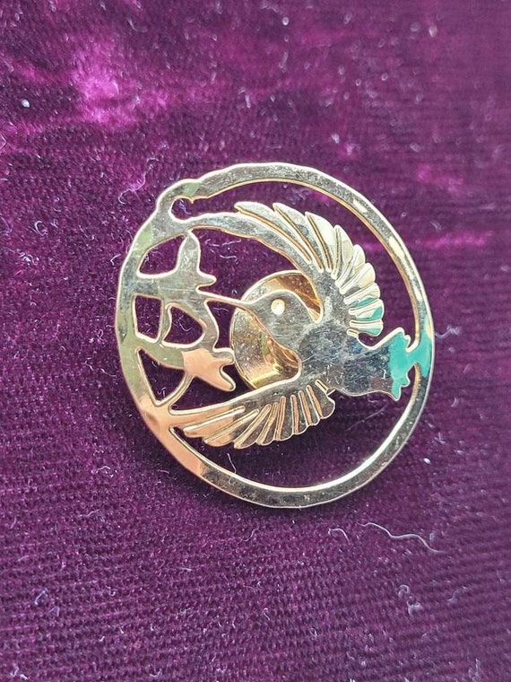 Vintage Wild Bryde shiny gold plated Hummingbird … - image 4