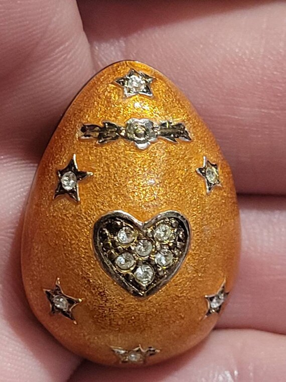 Vintage Carolee enamel crystal egg brooch