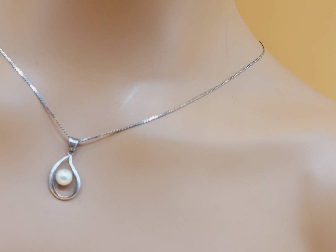 【STONEHENgE】Silver Material Pearl Cubic Necklace SC25A13T Pearl (cultured) Cubic Zirconia Sterling Silver - Geniune