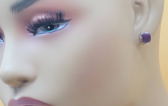 Sterling silver Princess cut style Ruby earrings - image 10