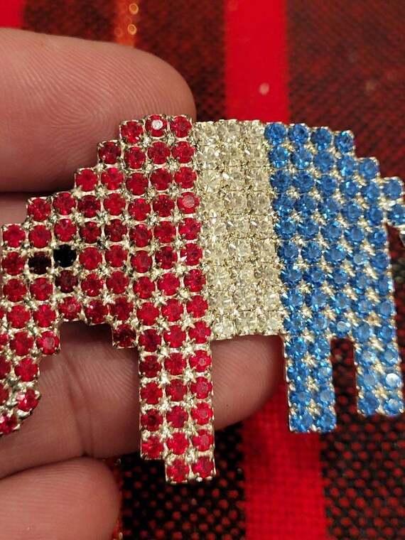 Vintage Bauer red, white, and blue rhinestone Rep… - image 9