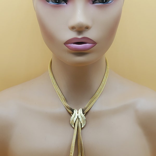 Marble Tube & Metal Ring Necklace