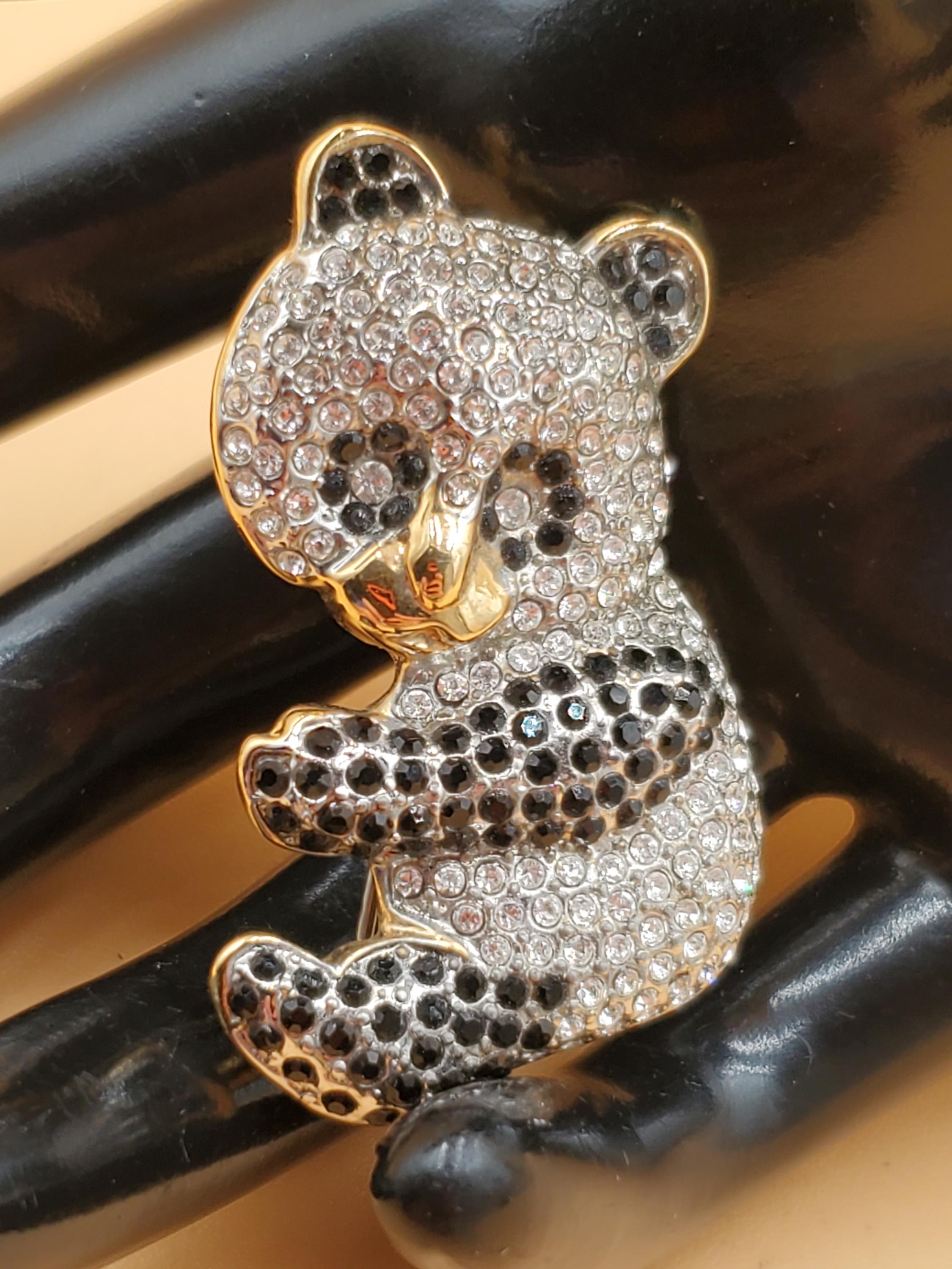 Vintage Butler and Wilson Black and Clear Crystal Panda Bear
