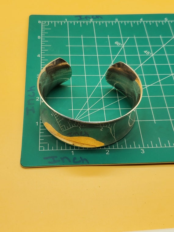 vintage silver plated wide cuff bracelet - image 9