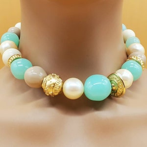 Vintage Bijoux Givenchy chunky beaded necklace with gold tone metal bead necklace