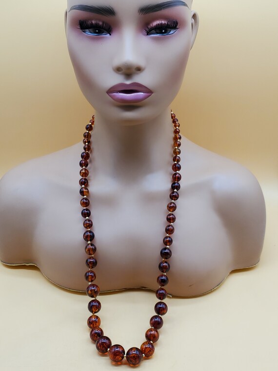 Vintage Dauplaise graduated faux Amber beaded nec… - image 3